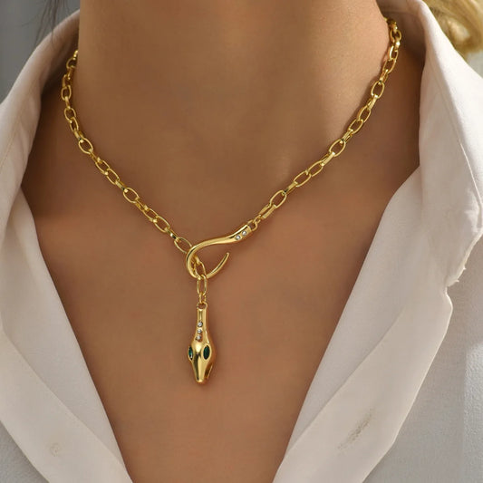 URBLINGS Vintage Gold Color Snake Necklaces for Women